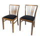 Lot de 2 chaises vintage Mid-Century dossier à barreaux bois massif design