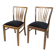 Lot de 2 chaises vintage Mid-Century dossier à barreaux bois massif design