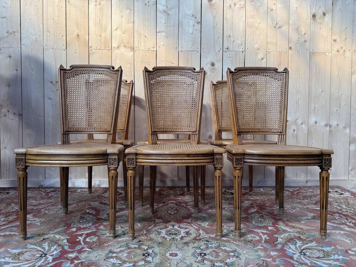 Set of 6 caned chairs in Louis XVI style