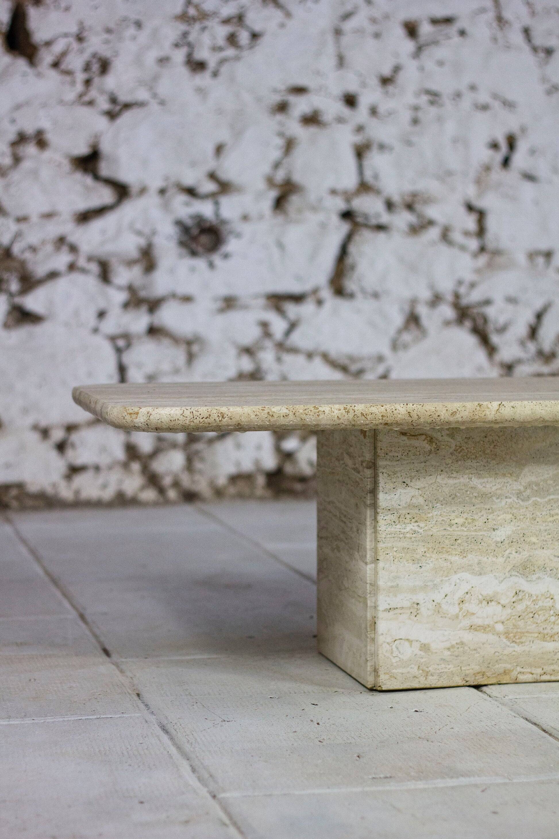 Italian travertine coffee table, 1980