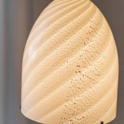Murano Glass Mushroom Table Lamp with silver accents, black-and-white swirl, Space Age 1970s