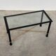 Vintage Coffee Table in Textured Black Wrought Iron and Glass with Gold Detail, 1970s