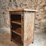 Rare French industrial military cabinet – Air Ministry, 1956 – Metal storage with oak top and wooden shelves