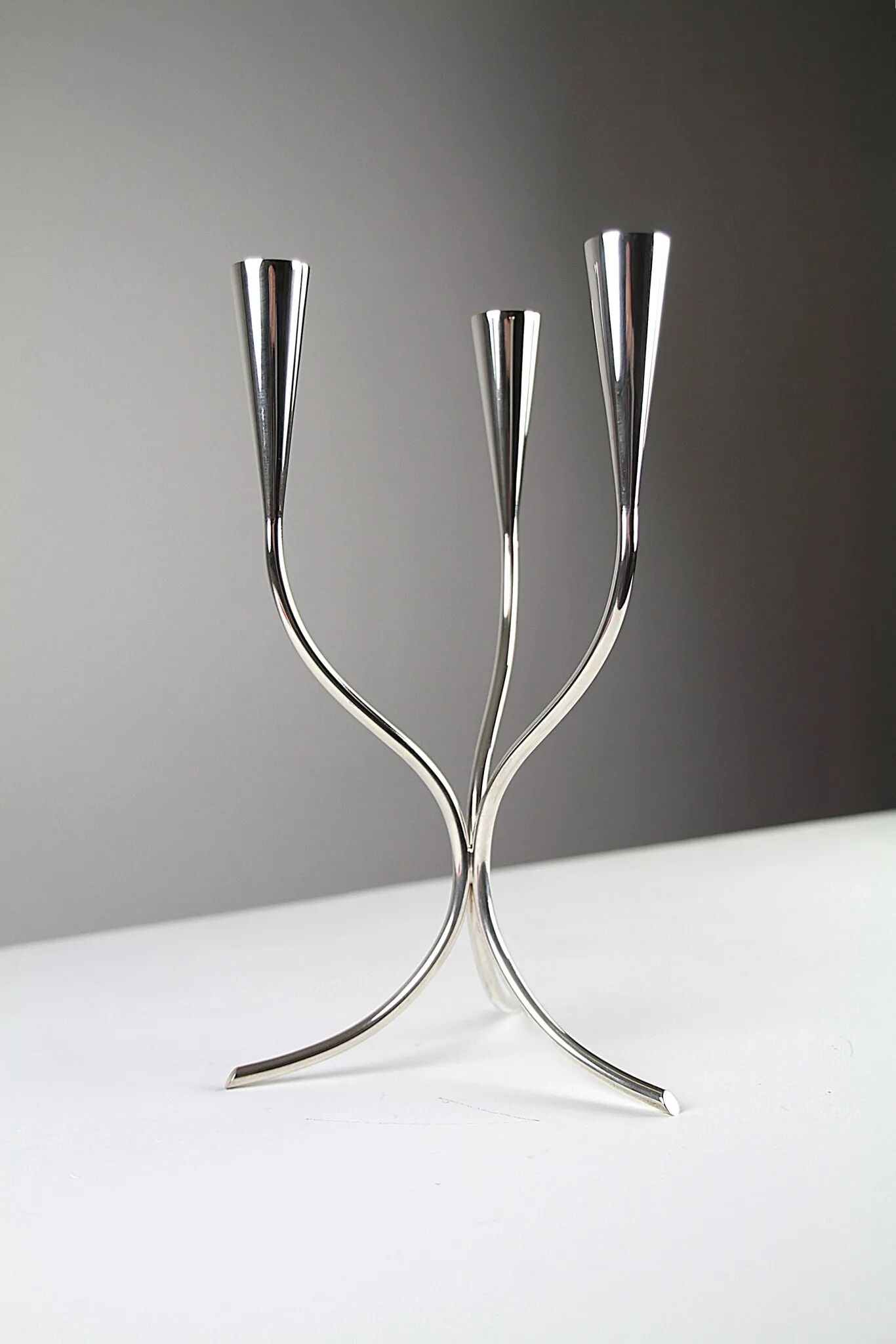 Silver-plated candelabra by Gunnar Ander for Ystad-Metall, Sweden 1960s