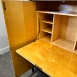 Exquisite 1950s neoclassical sycamore secretaire by Frères De Coene, Belgium.