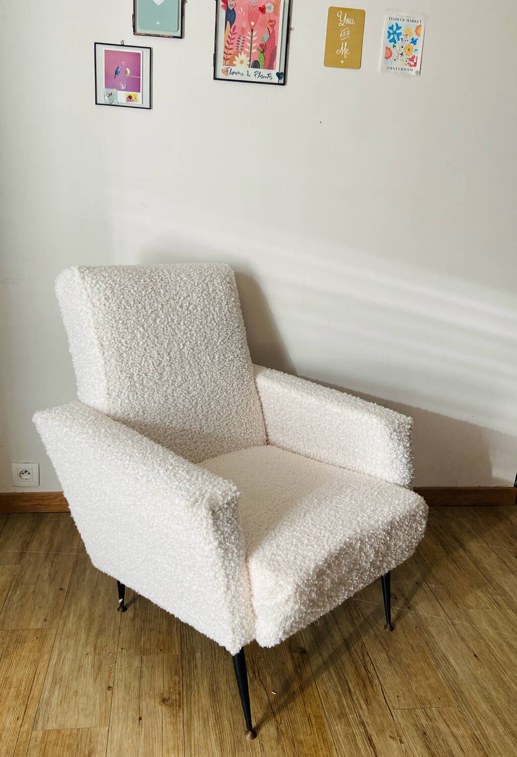 Fauteuil bouclette blanc