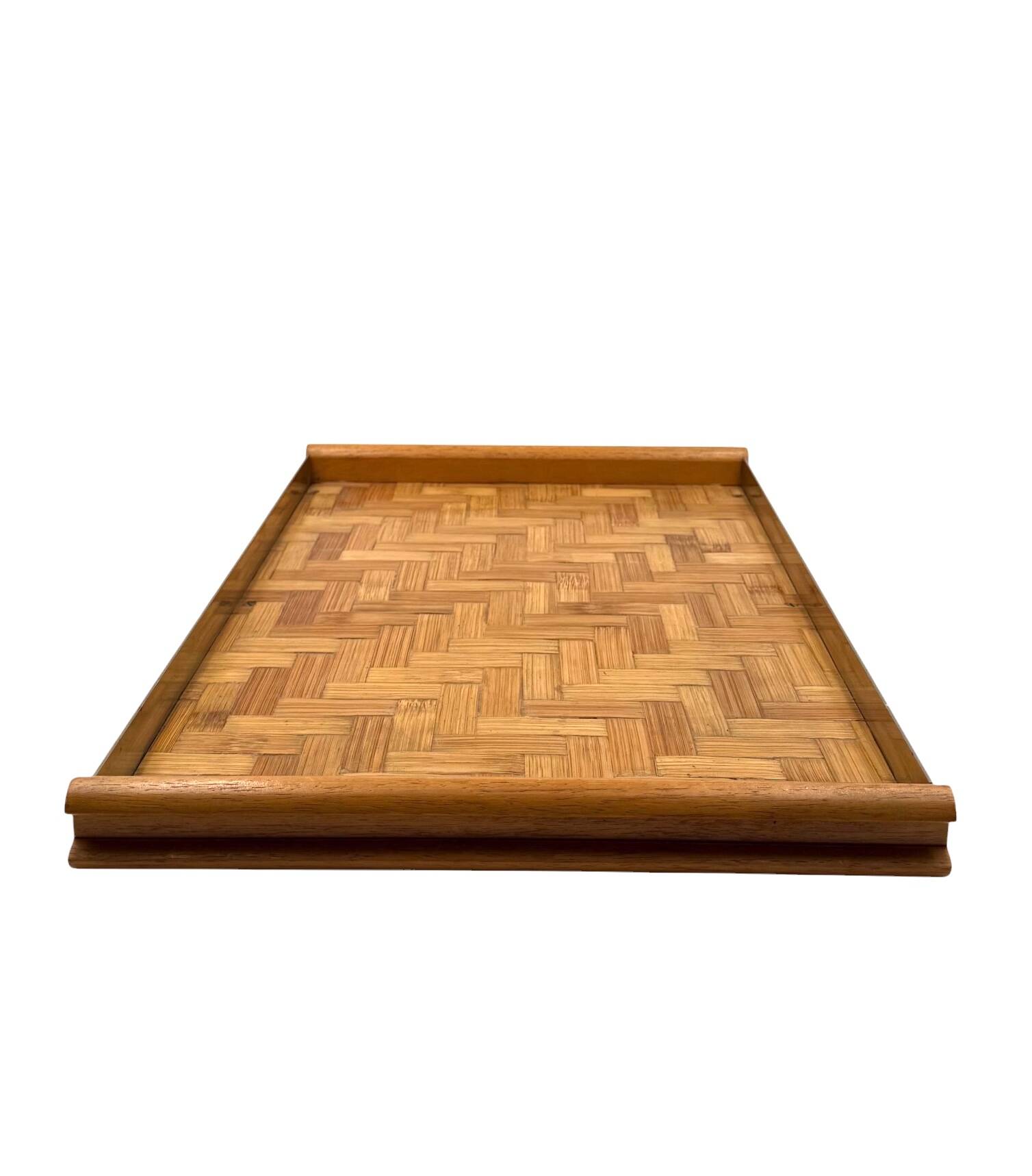 Hollywood regency bamboo and brass tray, Italy 1970s