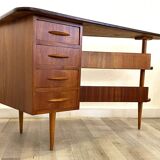 Mid-century triangular desk with drawers