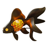 Vintage fish lamp in brass and glass
