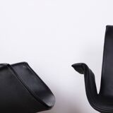 Pair of Danish armchairs in Black Leather and Chromed Steel, model FK 6725 Fabricius & Kastholm by Knoll