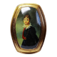 Small vintage Venetian oil on wood convex medallion portrait.