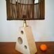 Great lamp sculpture in modernist travertine, brutaliste Italy, 1950, 1960
