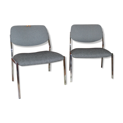 Paire de fauteuils des années 60 chromé restaurés