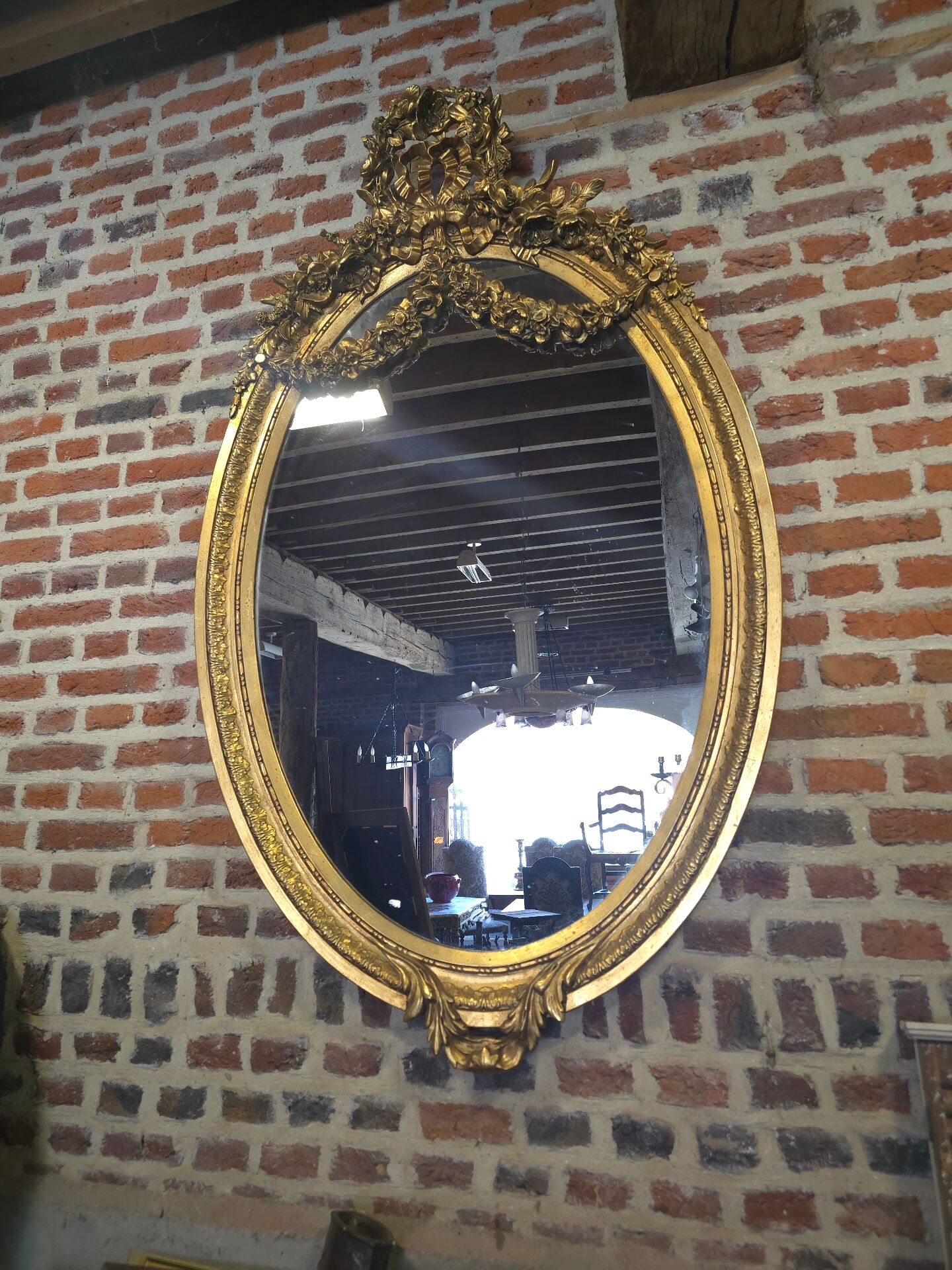 Oval mirror in Louis XV style, large model.