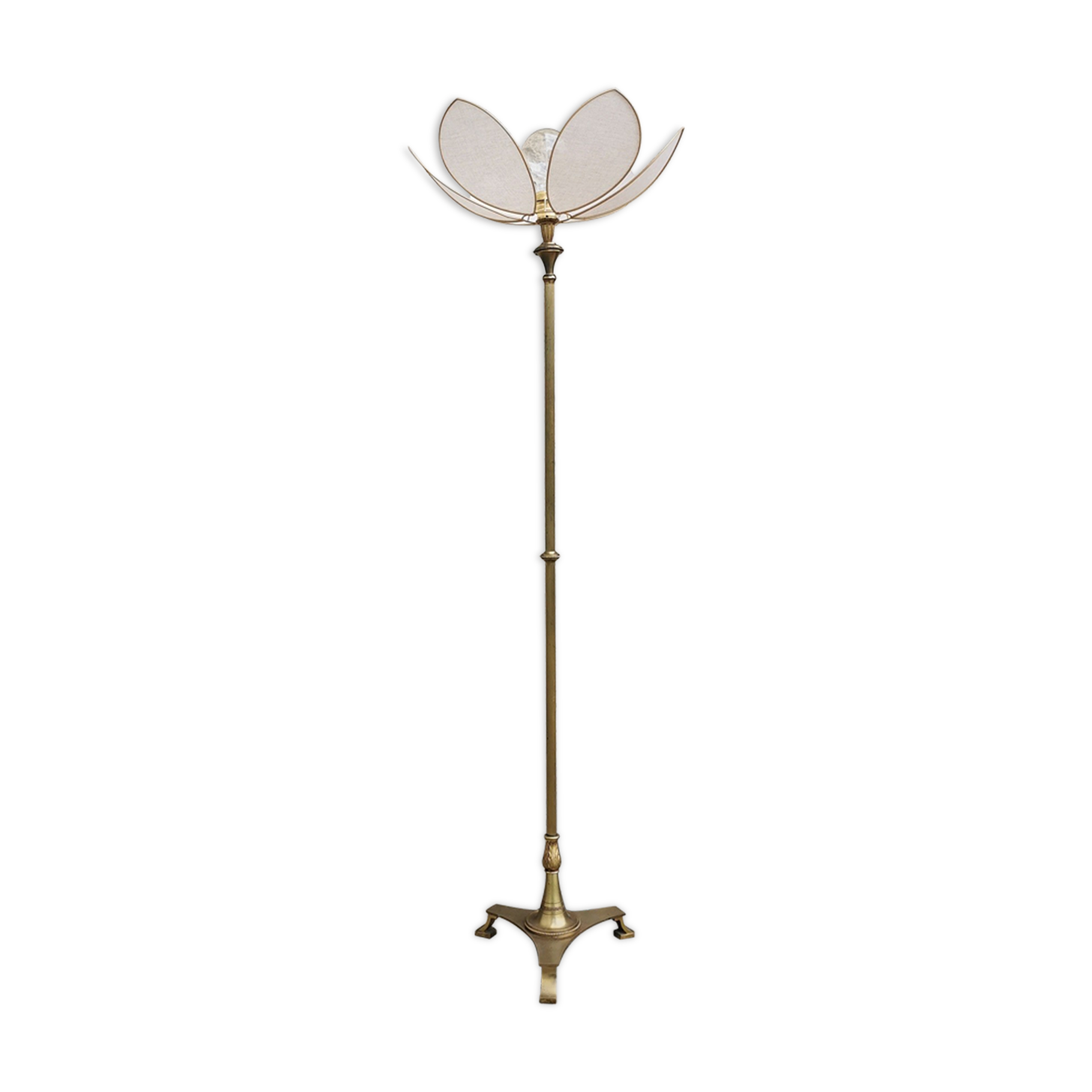 Brass foot floor lamp and petal flower lampshade