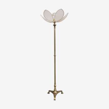 Brass foot floor lamp and petal flower lampshade