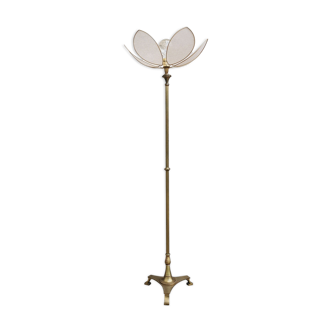 Brass foot floor lamp and petal flower lampshade
