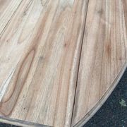 Renovated square extendable dining table in raw solid cherry wood, Louis XVI style.