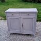 Parisian buffet patina gray 2 doors 2 drawers in solid poplar