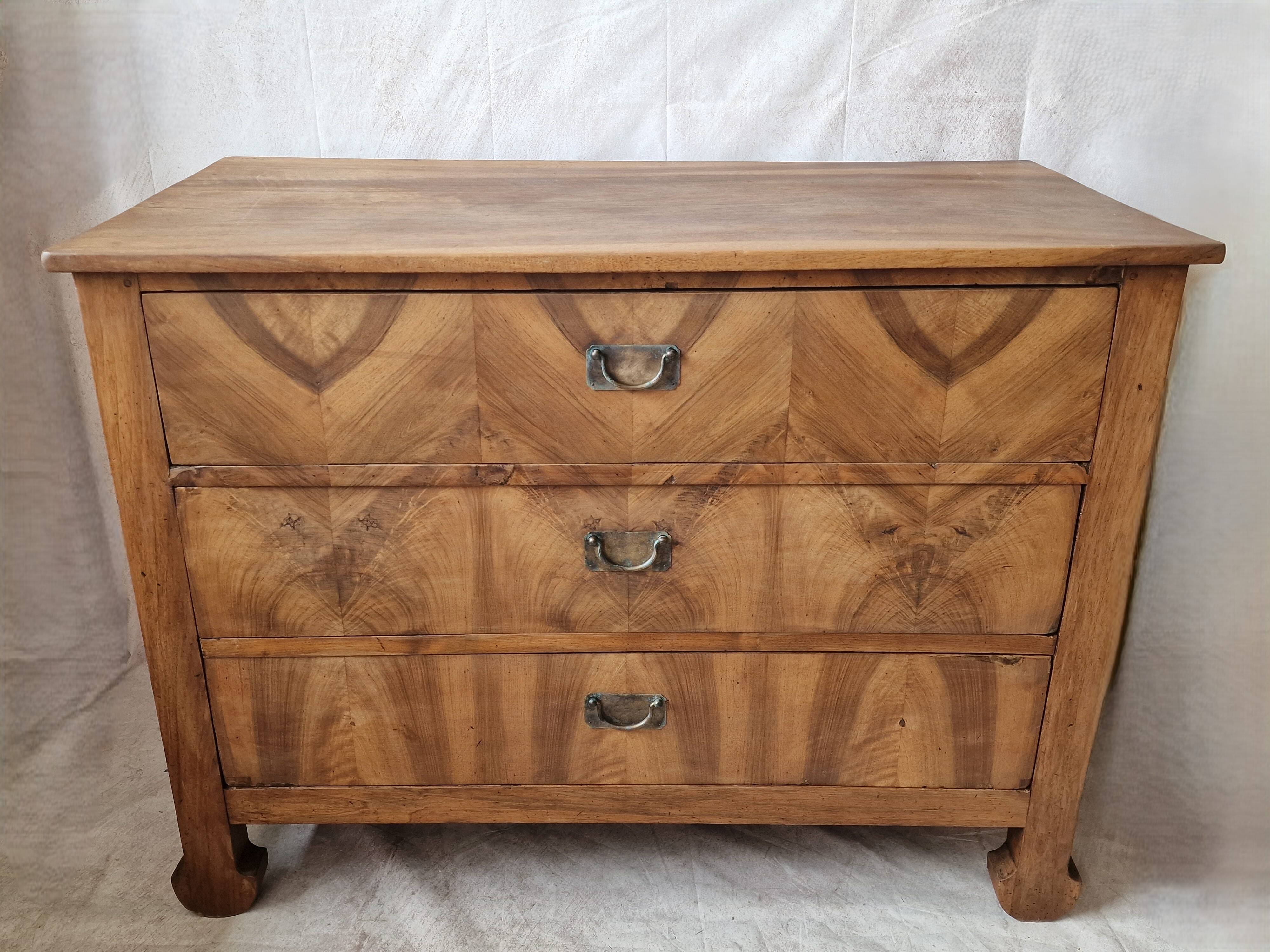Antique brutalist walnut chest of drawers