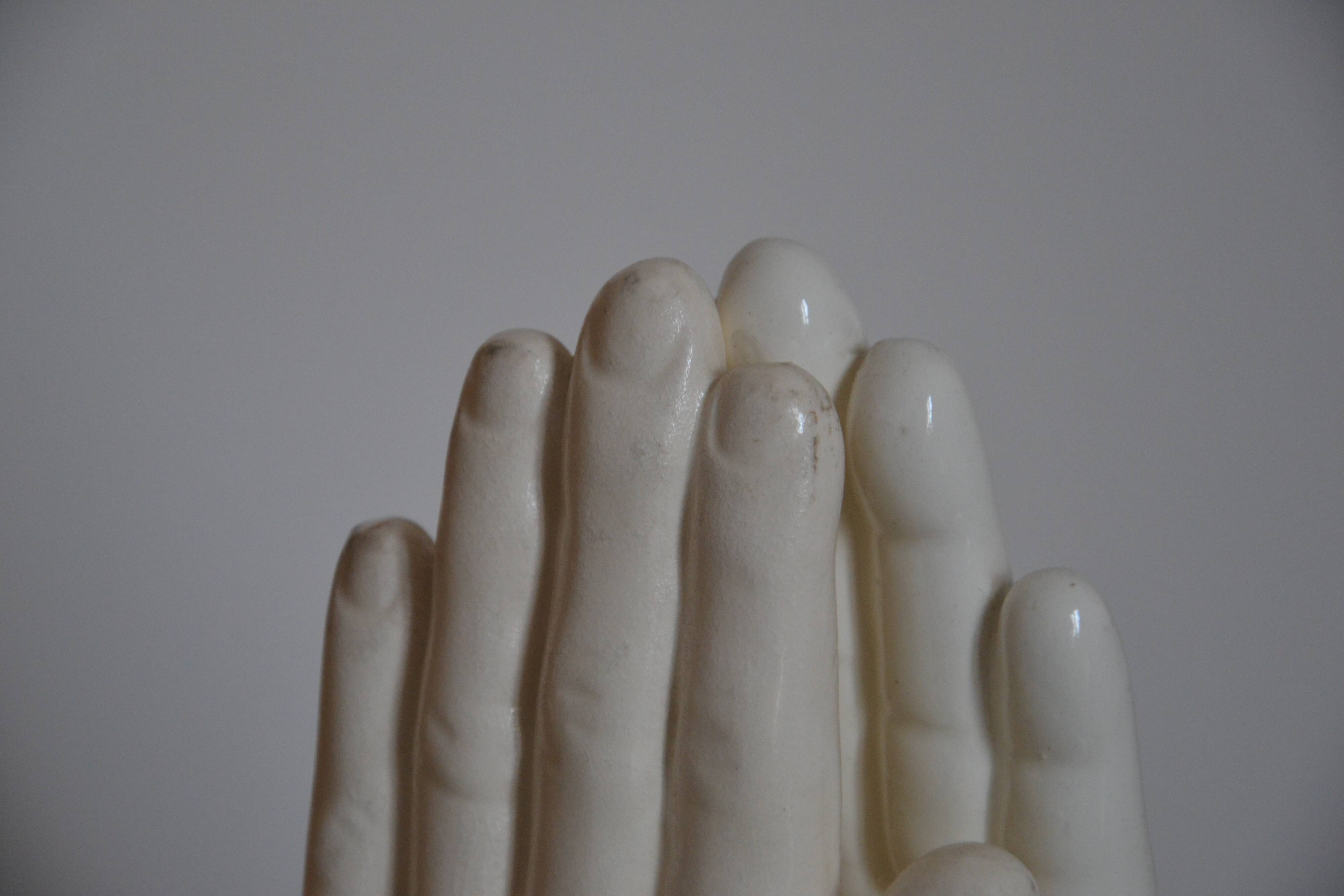 Handends in the shape of vintage white ceramic