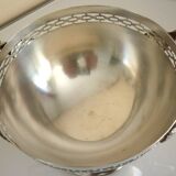 Antique trophy-shaped sugar bowl, silver-plated metal and glass verrine