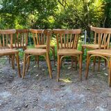 Set of 8 vintage bistro chairs 1950