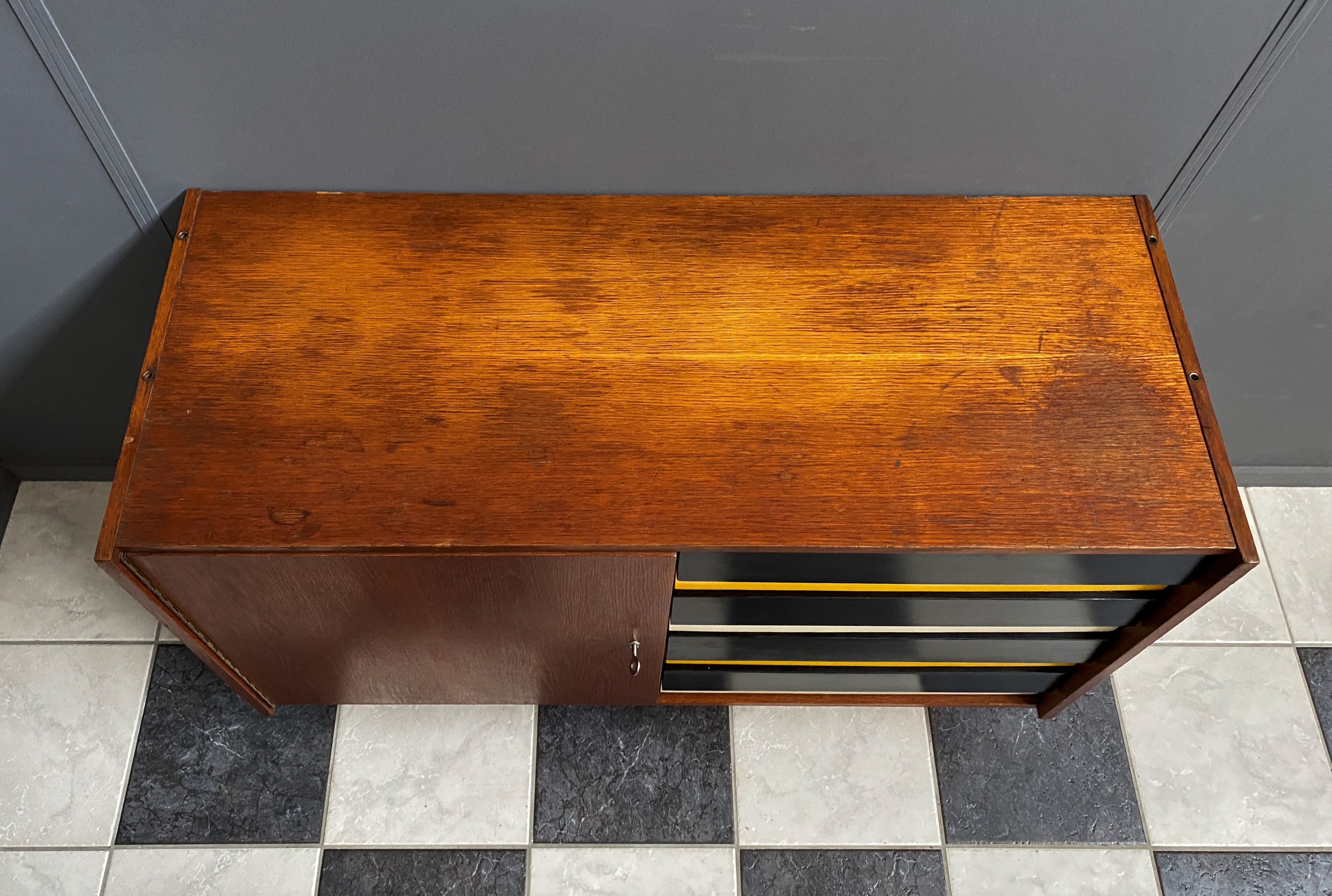 Jiri Jiroutek Yellow sideboard model U458 by Interier Praha 1960s