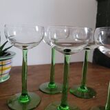Set of 5 stemmed white wine glasses from Alsace