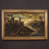 Antique Italian landscape painting from the 18th century