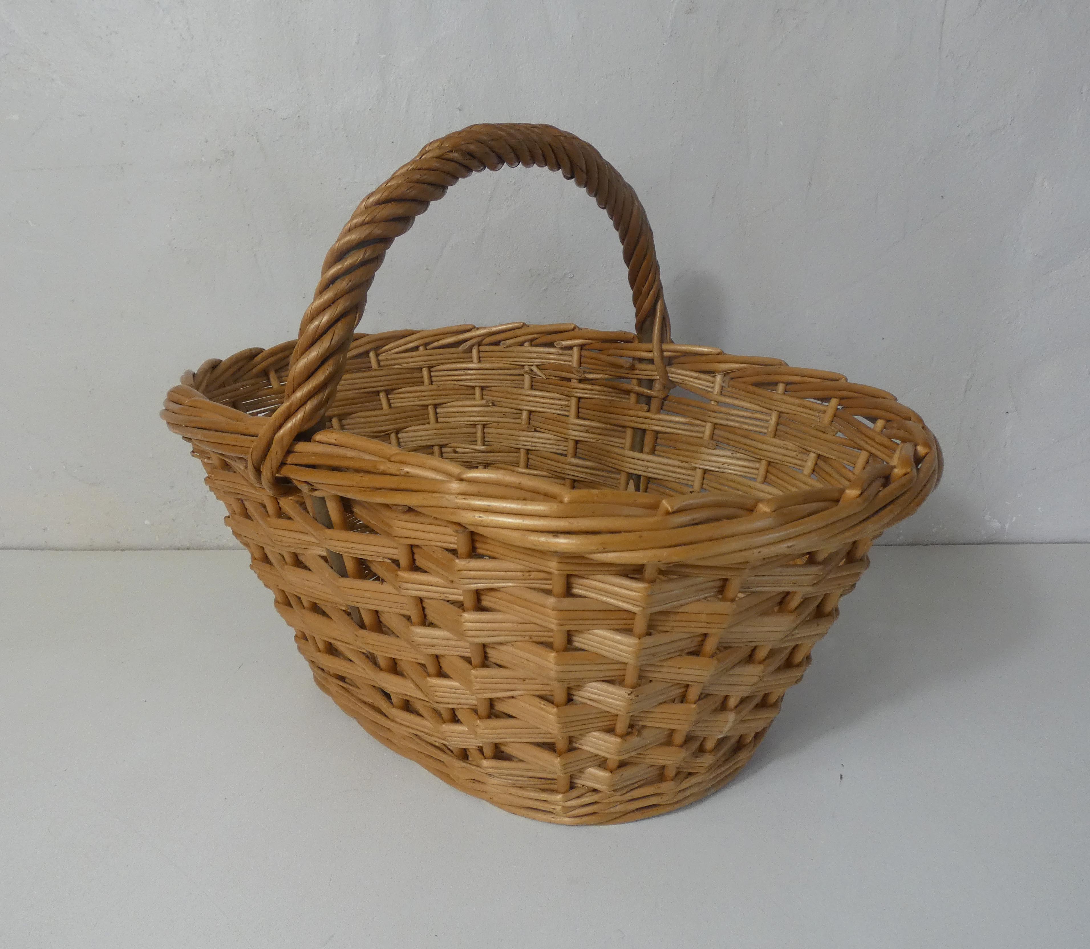 Vintage rattan mushroom basket