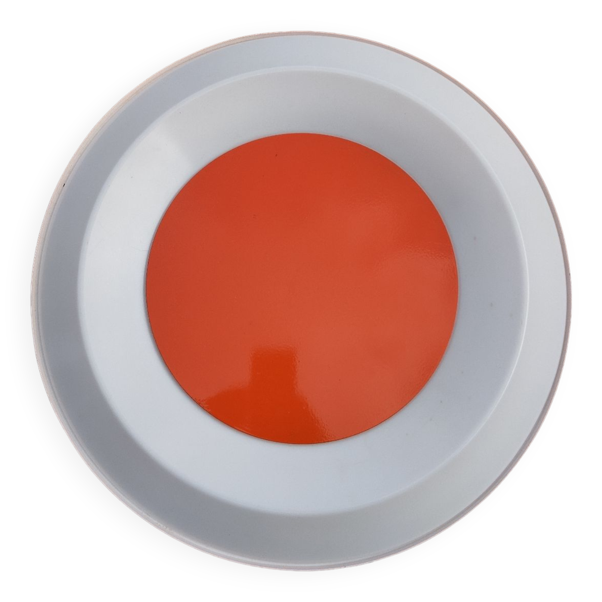 Ceiling light or circular wall light in orange lacquered metal and perspex 1960