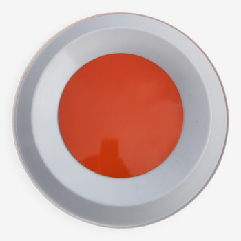 Ceiling light or circular wall light in orange lacquered metal and perspex 1960