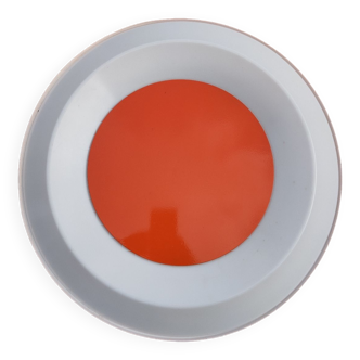 Ceiling light or circular wall light in orange lacquered metal and perspex 1960