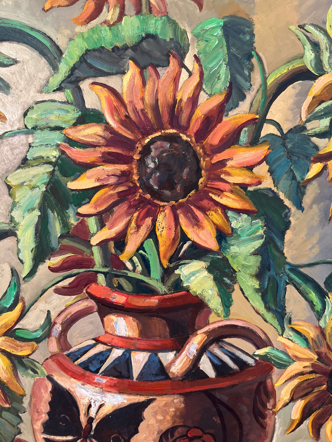 The sunflowers, knife technique on panel.