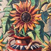 The sunflowers, knife technique on panel.