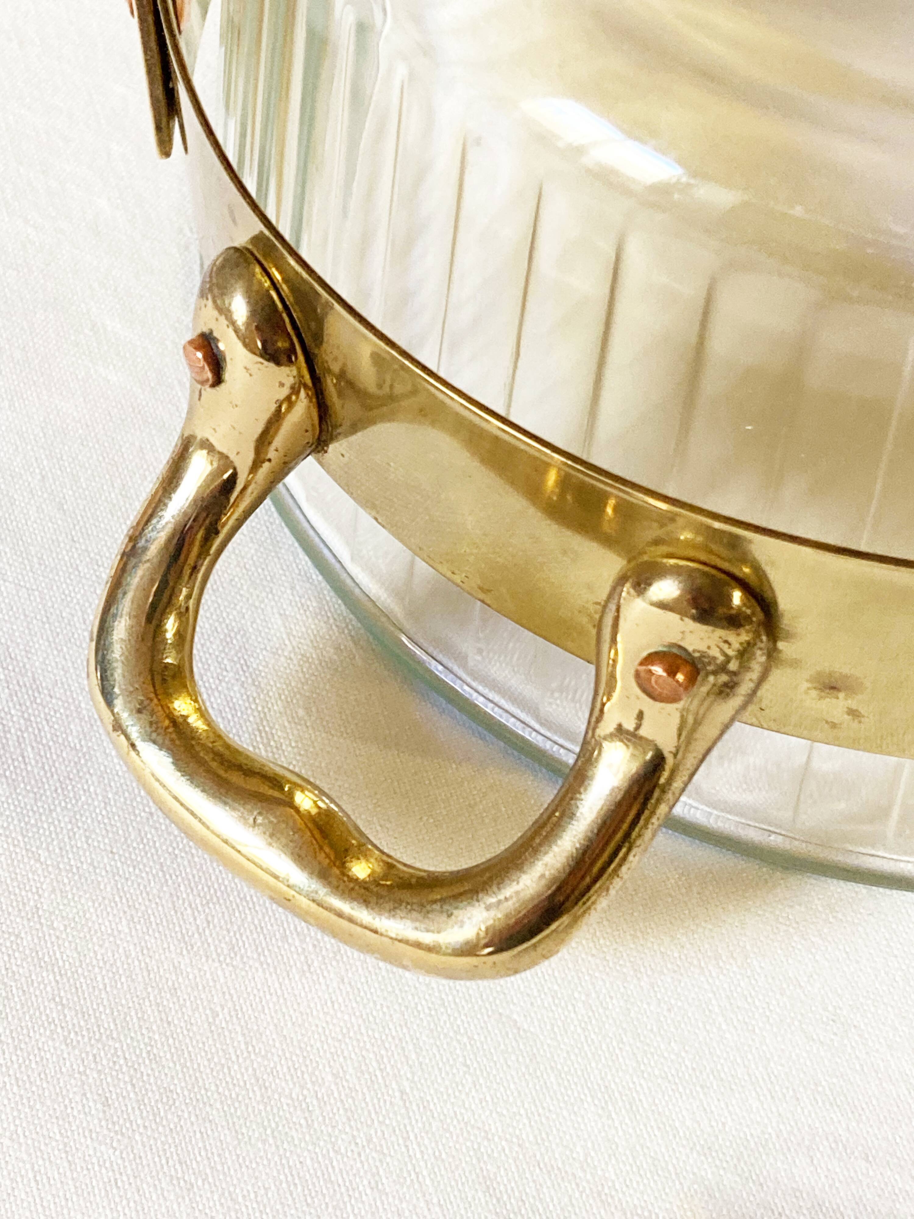 Copper and brass serving dish, M. Delalande, Villedieu, France