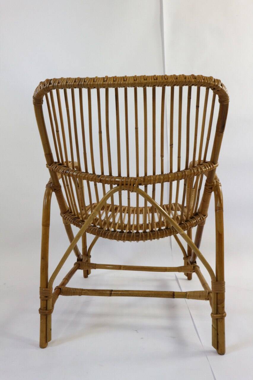 Pair of vintage bamboo armchairs, Bonacina style