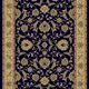 Classic Navy Blue and Gold Rug with a Refined Floral Design