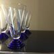 6 cobalt blue Art Deco footed glasses
