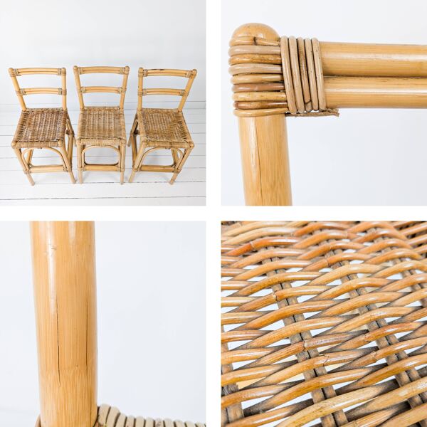 Tabouret de Bar Mid Century Vintage Boho Tabouret de Bar Chaise de Bar Bamb