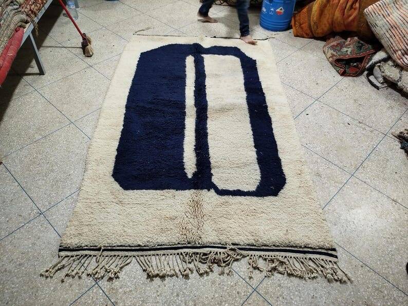 Handmade artificial beni ourain rug size 150 x 250 cm