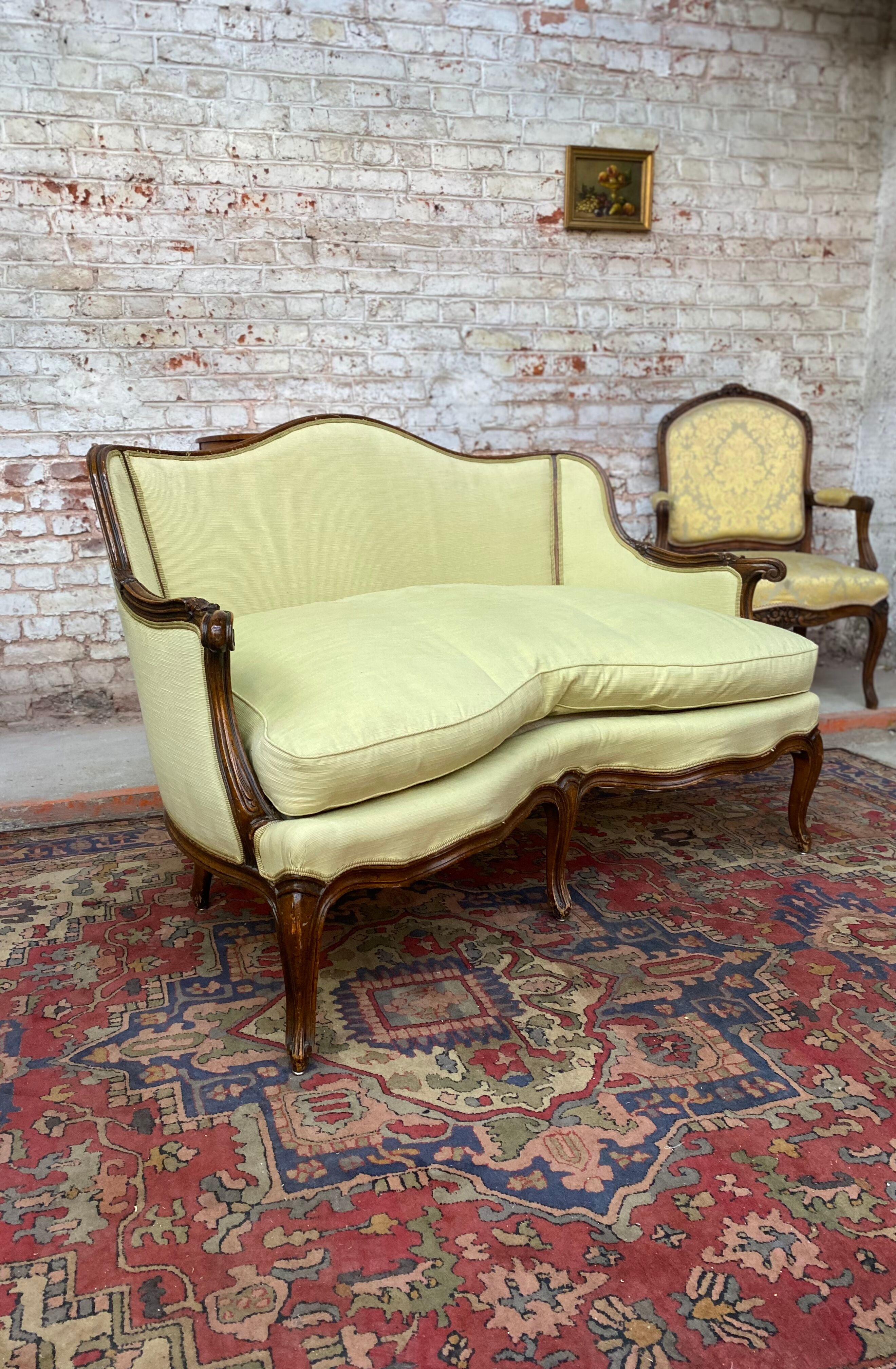 Sofa in natural wood style Louis XV XIX th century