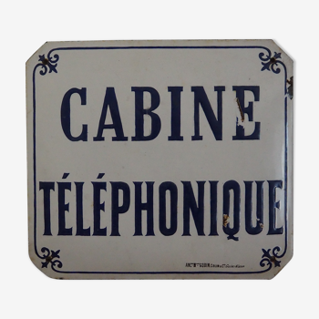 Plaque émaillée bombée « cabine téléphonique »
