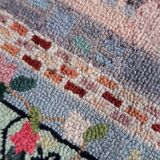 Tapis Hooked vintage américain – 56 x 86 cm – Design pictural - 1C982