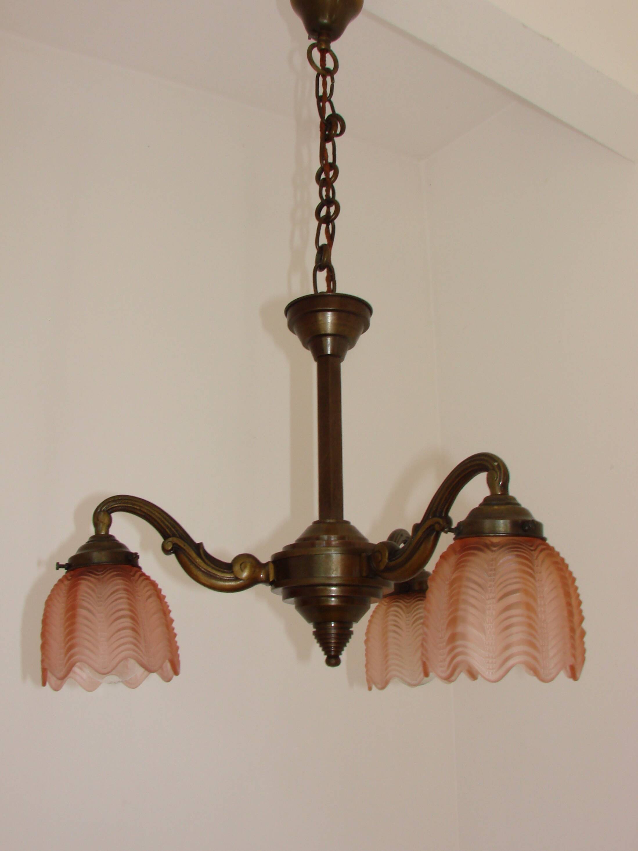 Art Deco bronze chandelier, 1920s.