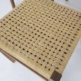 Set of six papercord dining chairs, France 1950's