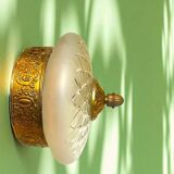 Ornate glass and brass wall or ceiling lamp