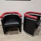 80's design leather and chrome metal armchairs