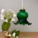 Vintage green glass tulip pendant light